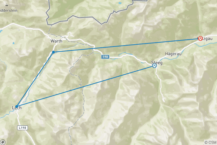 Karte von Lechweg kompakt - wandern zwischen Wildfluss & Bergwelt (6 Tage)