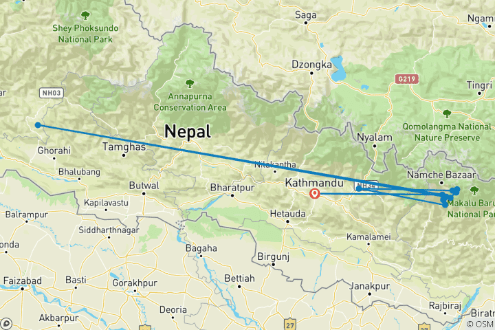 Carte du circuit Mera Peak (Himalaya) - Guidée *TREK*CLIMB* (All Inclusive)