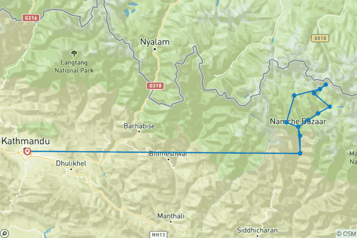 Carte du circuit Everest 'Three High Passes' - Guided *TREK* (All Inclusive)