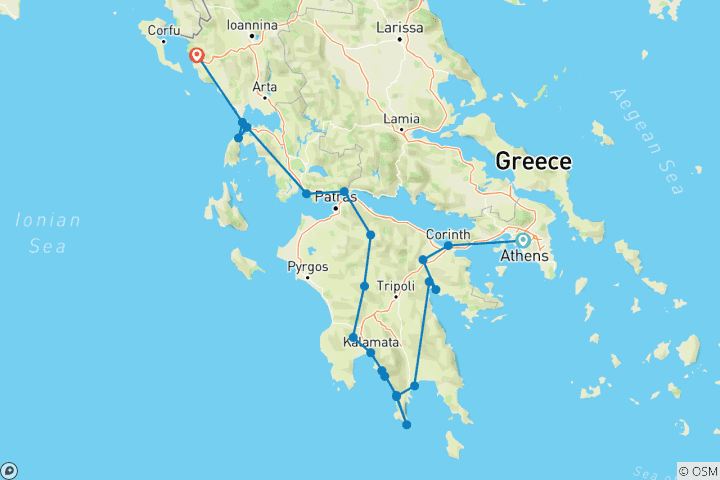 Kaart van Griekenland: buiten de gebaande paden. 16-daagse rondreis vanuit Athene. Geniet van de pareltjes van de Peloponnesos. Een unieke ervaring ver weg van de drukte. Oude Griekse, Romeinse en Venetiaanse steden. Prachtige natuur. Een ware culturele onderd