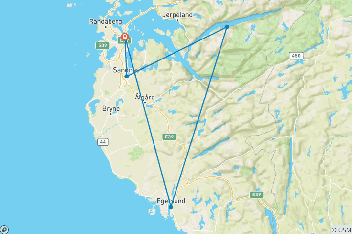 Carte du circuit Lysebotn Signature Roundtrip - Guided *CYCLE* (en anglais)
