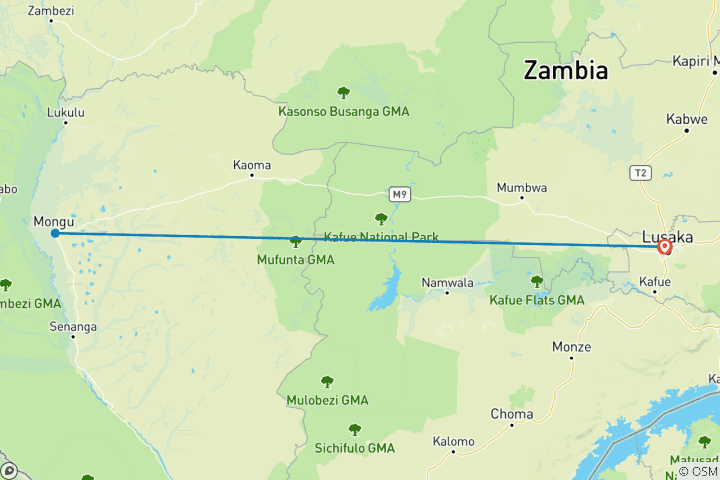 Mapa de Zambia: 2026 PAQUETE CULTURAL CEREMONIA TRADICIONAL KUOMBOKA 2 Noches / 3 Días - Por Tierra (Sin Vuelos Nacionales)