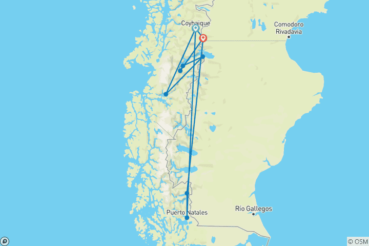 Carte du circuit Chili - La Carretera Austral du Sud (9 jours)