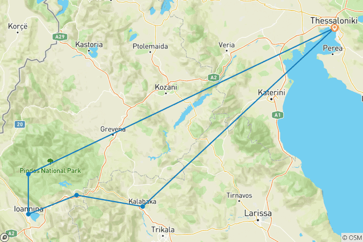 Mapa de Patrimonio Bizantino y Epiro Fascinante 2 Días/ 1 Noche