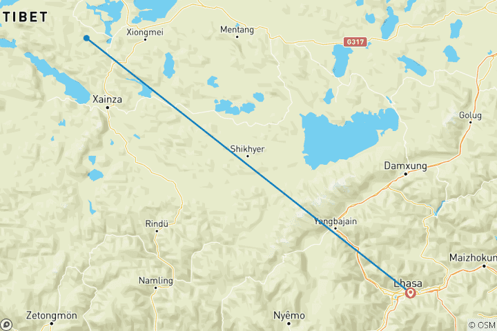 Map of Tibet 5 days Group tour Lhasa with Yamdrok Lake