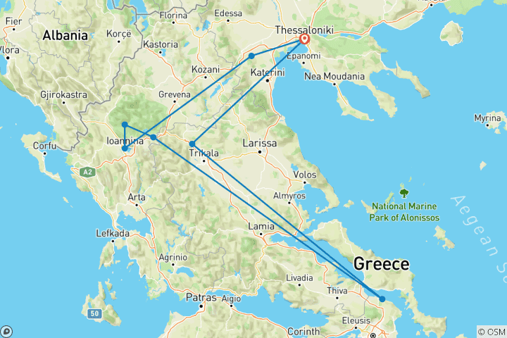 Carte du circuit L'héritage byzantin, l'histoire et l'Épire fascinante 3 jours/ 2 nuits