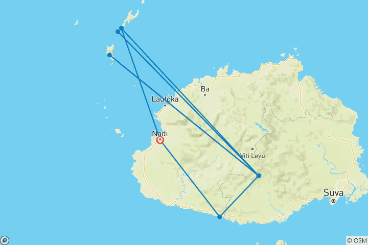 Mapa de Fiji Explorer y Crucero - 9 días