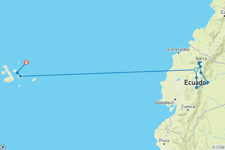Kaart van Totaal Ecuador & Galapagos Cruise - 12 dagen