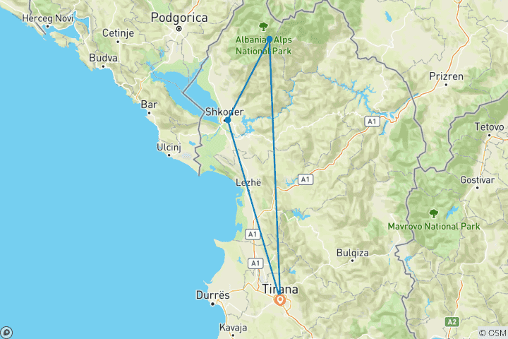 Carte du circuit Theth - 2 jours tout compris