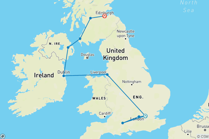 Karte von DIE GROSSARTIGE BRITANNIEN TOUR