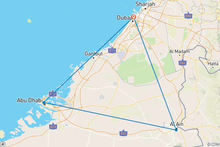 Carte du circuit Séjour à Dubaï, Abu Dhabi et aux Maldives - 11 jours