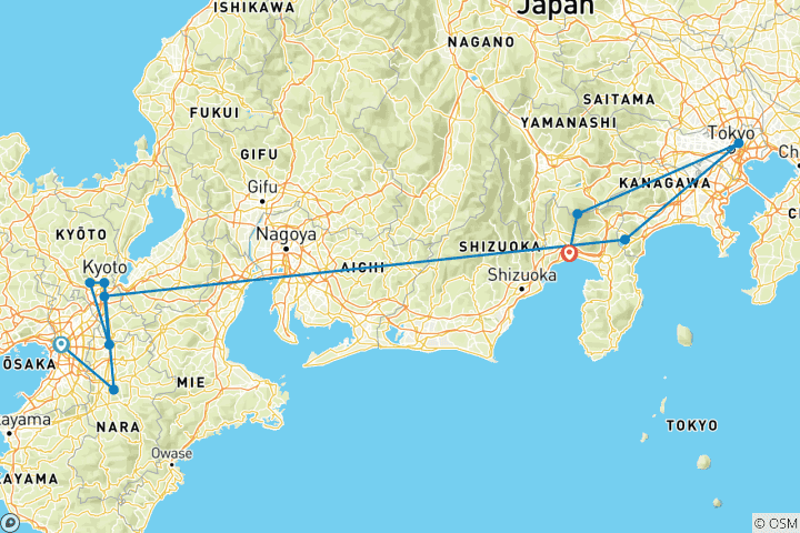 Carte du circuit Merveilles du Japon 2026
