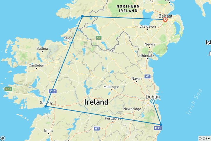 Mapa de El Camino Salvaje del Atlántico de Irlanda (⭐ Star Solo Mujeres)