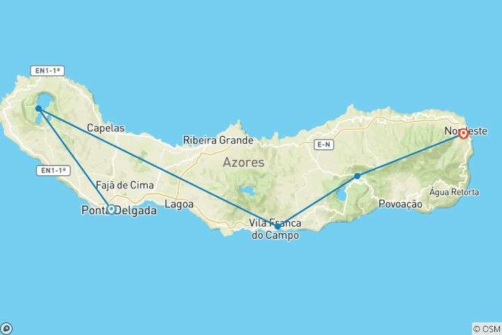 Carte du circuit Îles des Açores, Portugal (réservé aux femmes)