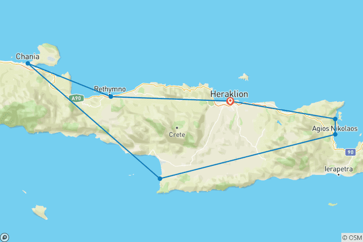Carte du circuit Simplement la Crète : Une immersion de 8 jours dans l'île