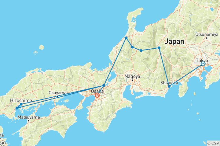 Carte du circuit Voyage culturel et panoramique au Japon - 14 jours