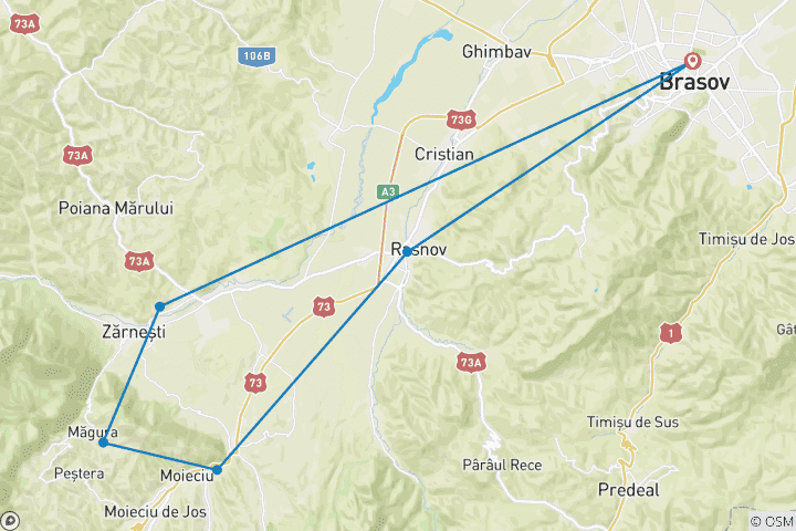 Karte von 3 Tage authentische Via Transilvanica-Erfahrung in Terra Borza Teutonica