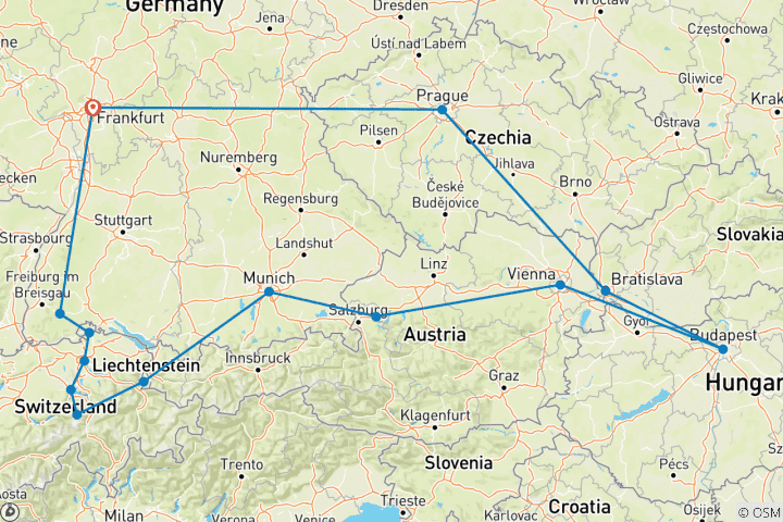 Carte du circuit Circuit de 7 jours en Europe centrale et orientale au départ de Francfort