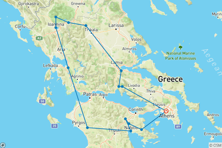 Carte du circuit Whispering Wonders - Circuit guidé semi-privé de 10 jours