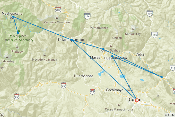 Kaart van Inti Raymi Voorouderlijke Zon Ritueel 6D5N