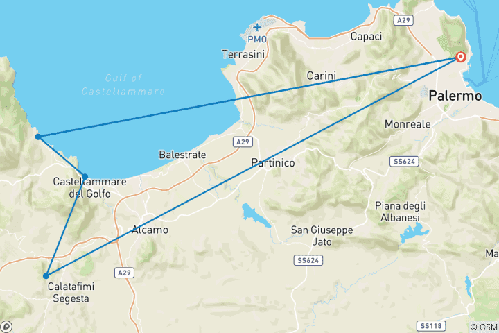 Map of Western Sicily Boutique Escape: 7 Days in a Private Villa with Driver