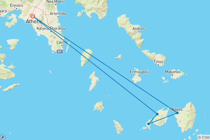 Mapa de Lo mejor de Paros y Naxos - 7 días de sol, cultura y gastronomía