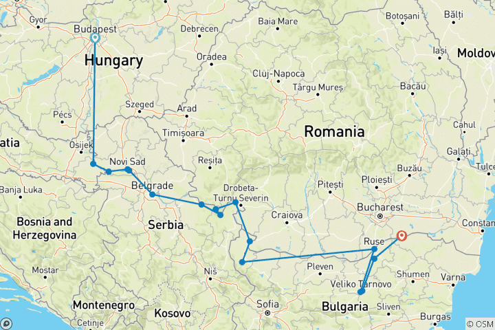 Carte du circuit Découverte des Balkans 2027