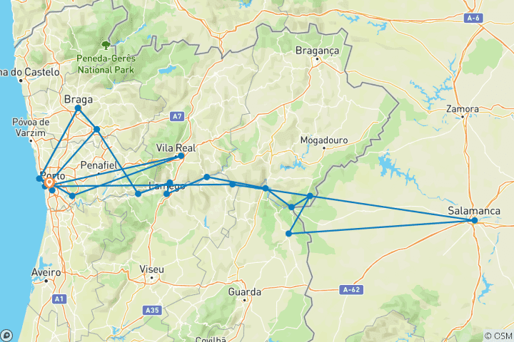 Carte du circuit Vida Portugal : Vignobles et villages le long du Douro 2027