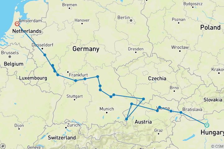 Carte du circuit Les magnifiques fleuves d'Europe