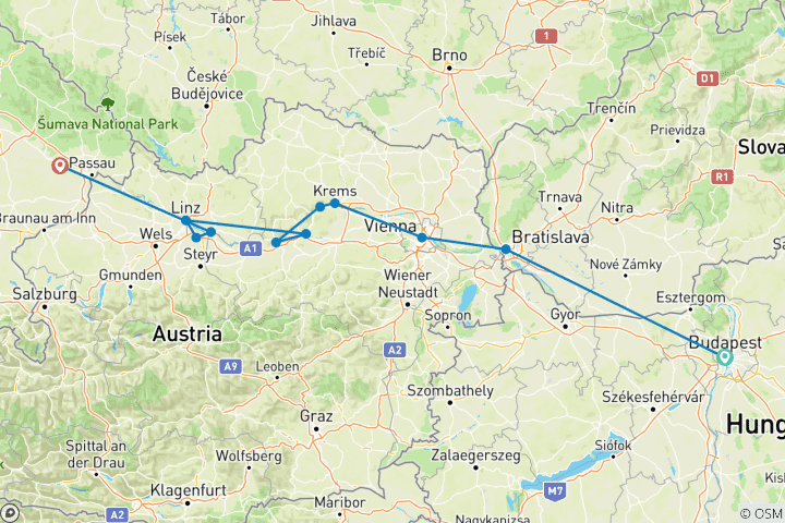 Karte von Donau-Sinfonie (Westwärts)