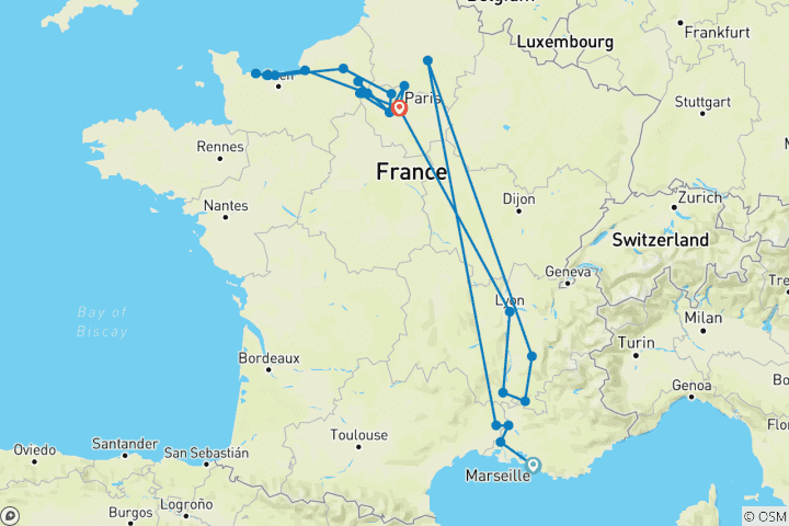 Kaart van Een culinaire ervaring in Frankrijk (noordwaarts) 2027