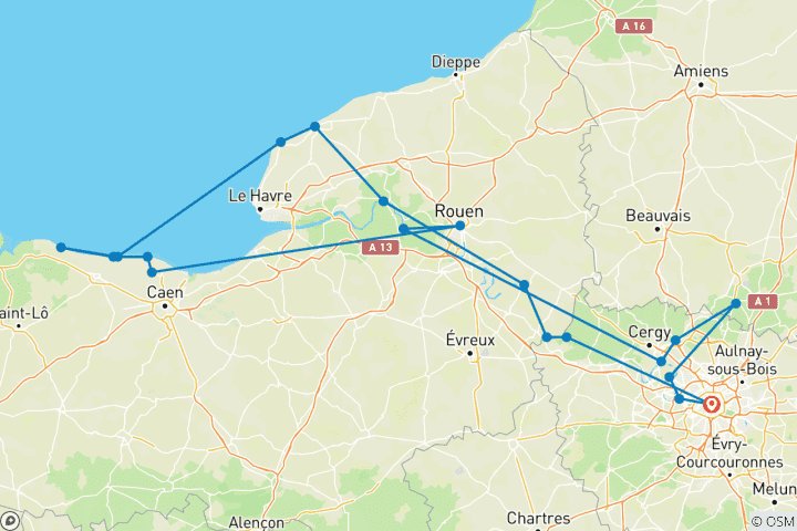 Carte du circuit Actif & Découverte sur la Seine (vers le nord) 2027