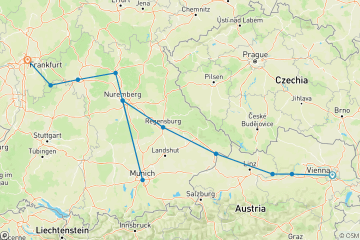 Karte von Weihnachtszeit von Wien nach Frankfurt
