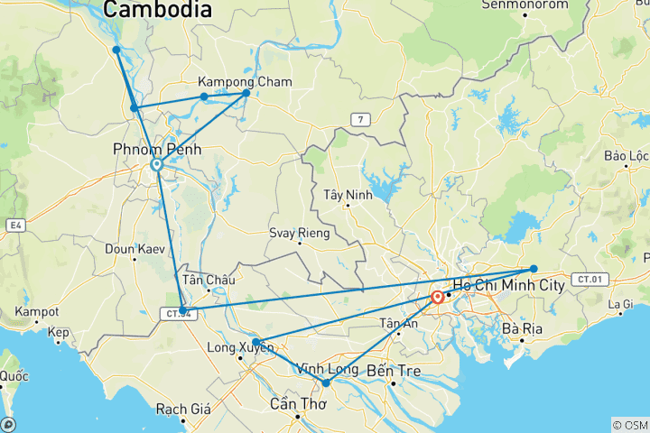 Mapa de Descubrimiento del Mekong - en dirección sur