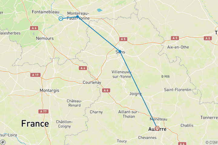 Map of Wanderlust Women Bike and Barge Tour through Burgundy France 7 Nights E-bikes (Optional Provence extension)