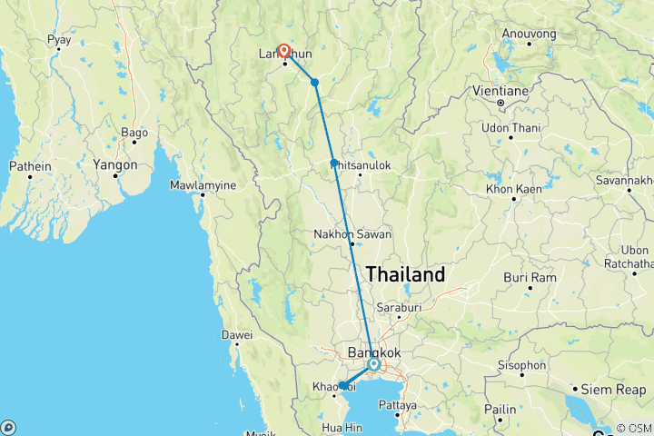 Mapa de Festival de las Linternas de Tailandia: 10 días desde Bangkok (hoteles de 4 estrellas)