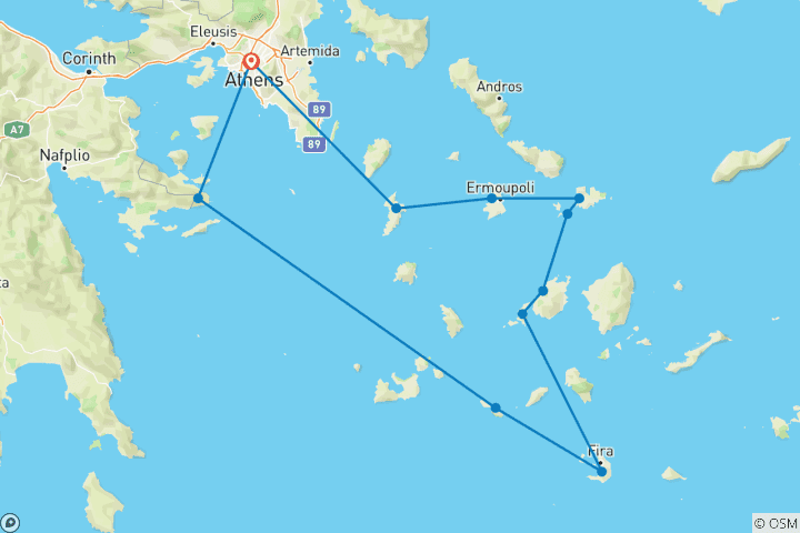 Carte du circuit Croisière "Bijoux des îles CYCLADES" avec le M/S Galileo