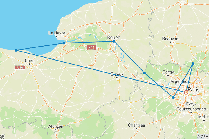 Karte von Höhepunkte der Normandie und der Seine 2026
