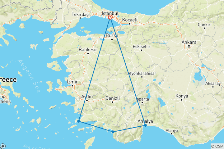 Map of LUXURY HONEYMOON IN TURKEY