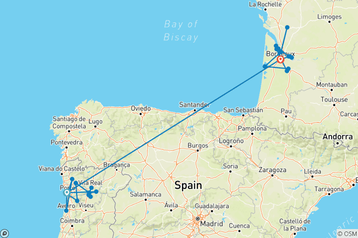 Map of Unforgettable Douro & Beautiful Bordeaux 2027