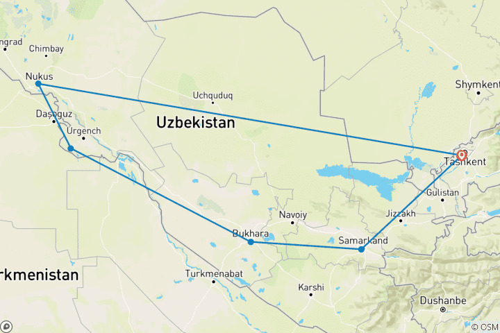 Karte von Zeitlose Schätze Usbekistans 10 Tage Erkundung