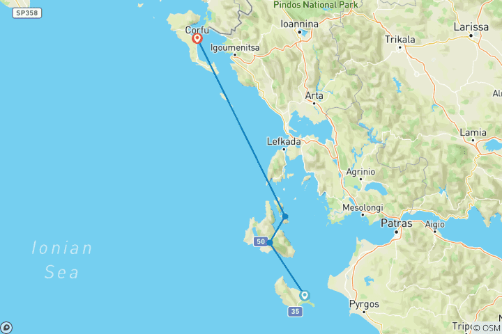 Karte von IonischInselhüpfen: Zakynthos nach Korfu
