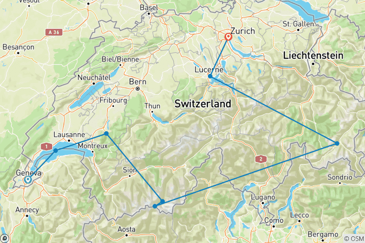 Mapa de Majestuosa Suiza