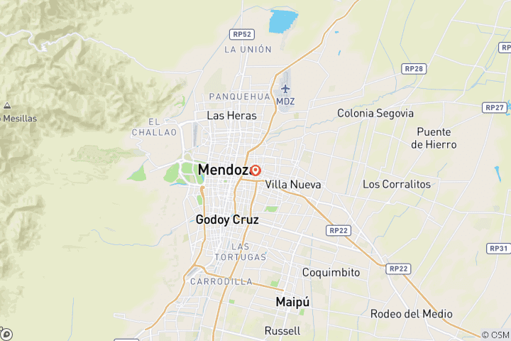 Kaart van Mendoza: Wijn & Bergen