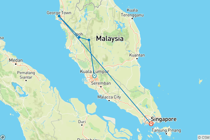 Mapa de Aventura familiar en Malasia, Borneo y Singapur - 12 días