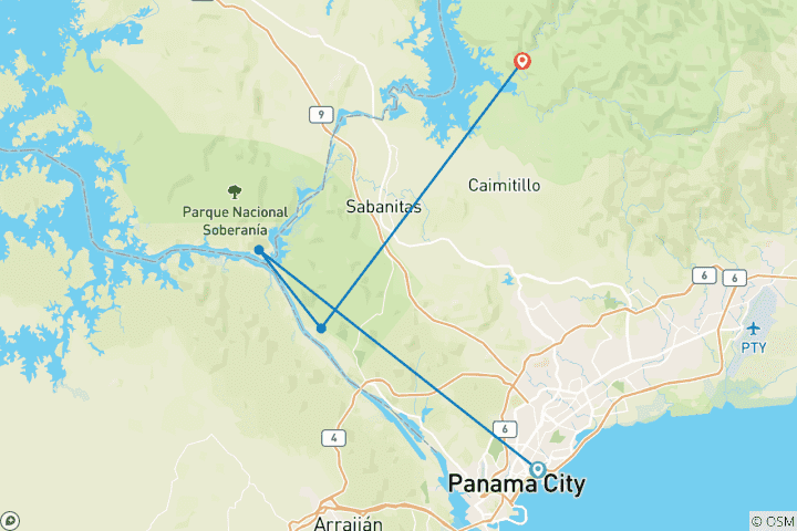 Carte du circuit Le meilleur du Panama - 6 jours