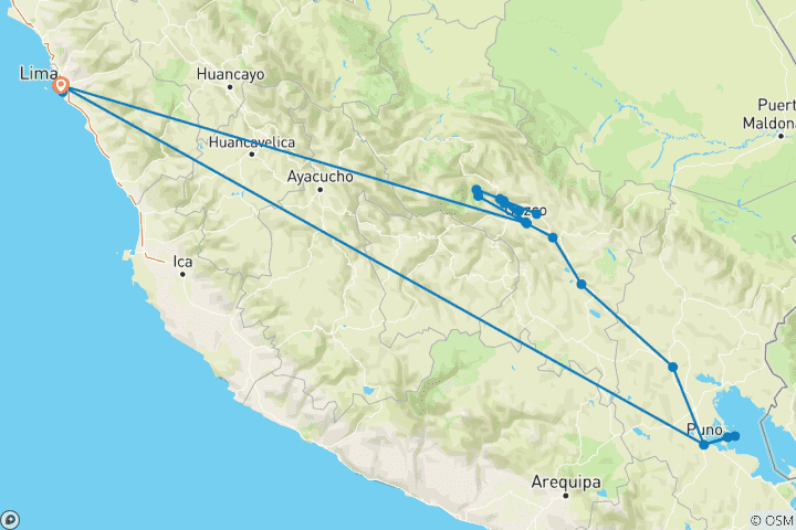 Kaart van Helemaal Peru - 9 dagen