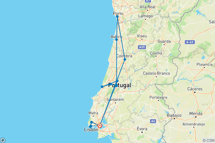 Mapa de Sabor a Portugal - 7 días