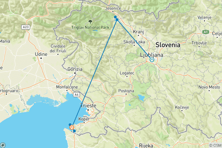 Kaart van SLOVENIË - GROEN, ACTIEF, GEZOND