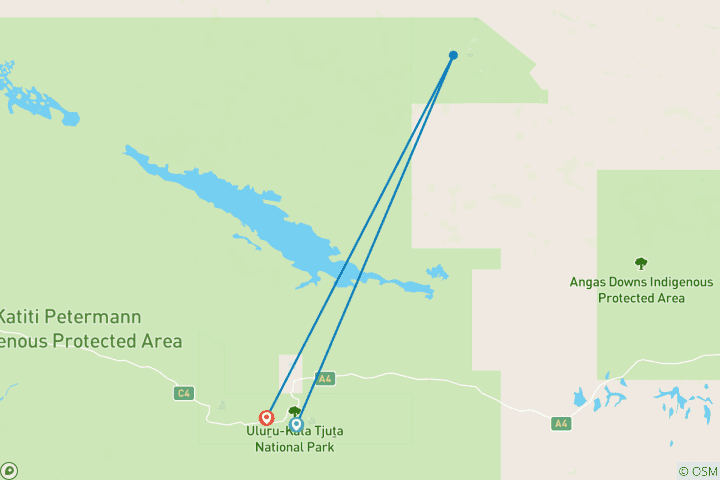 Map of Red Centre Active Adventure (Superior, Short Break) (from Uluru to Uluru-Kata Tjuta National Park)
